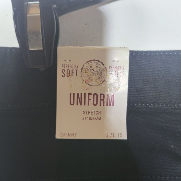 NWT So Juniors Black Skinny Stretch 31" Inseam Uniform Pants Size 15 Neutral… - Picture 3 of 13